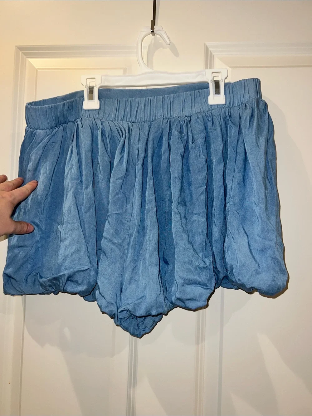 Altar'd State Light Blue Bubble-Hem Shorts